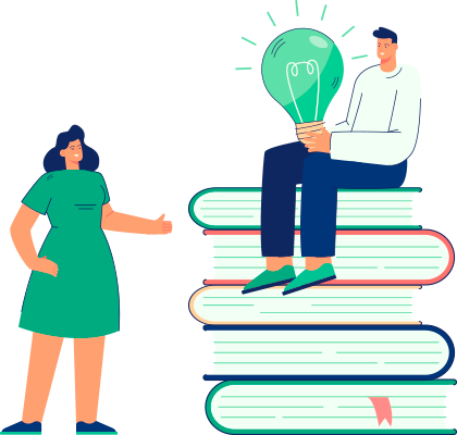 Imagem ilustrativa de alunos, livros
