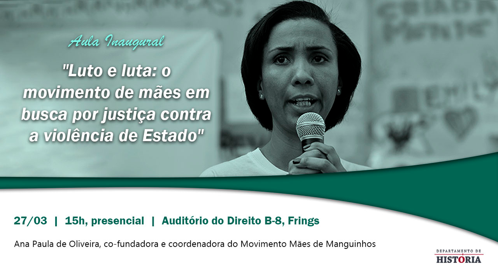 Imagem de divulgação da aula do Depto. de História