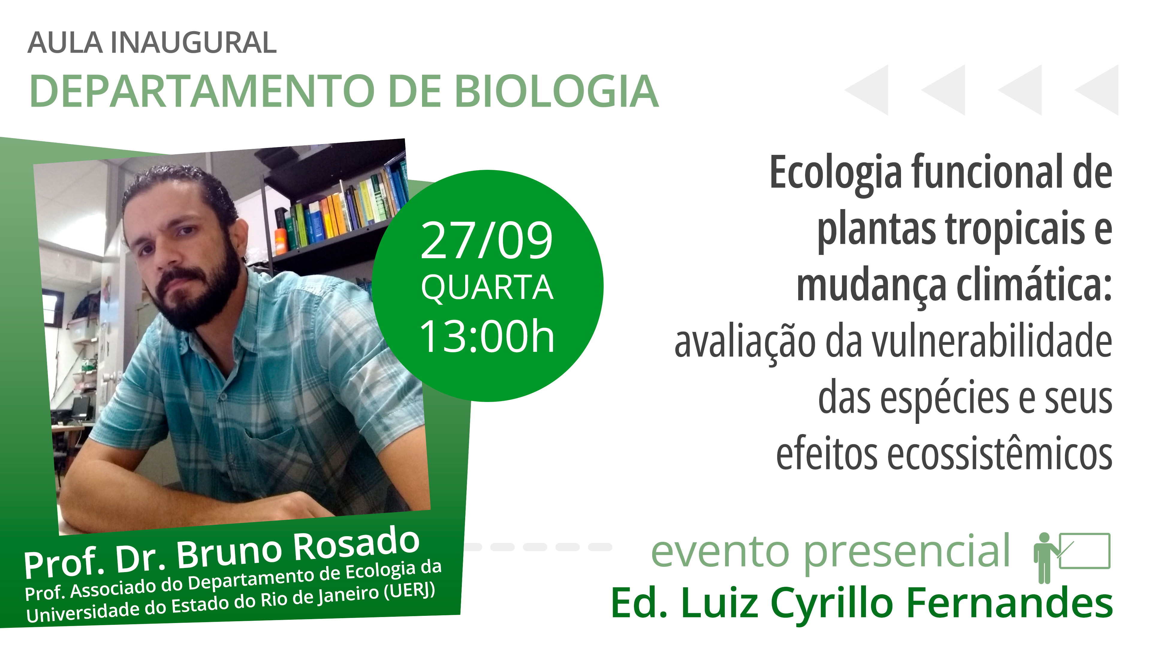 Imagem de divulgação da aula do Depto. de Biologia
