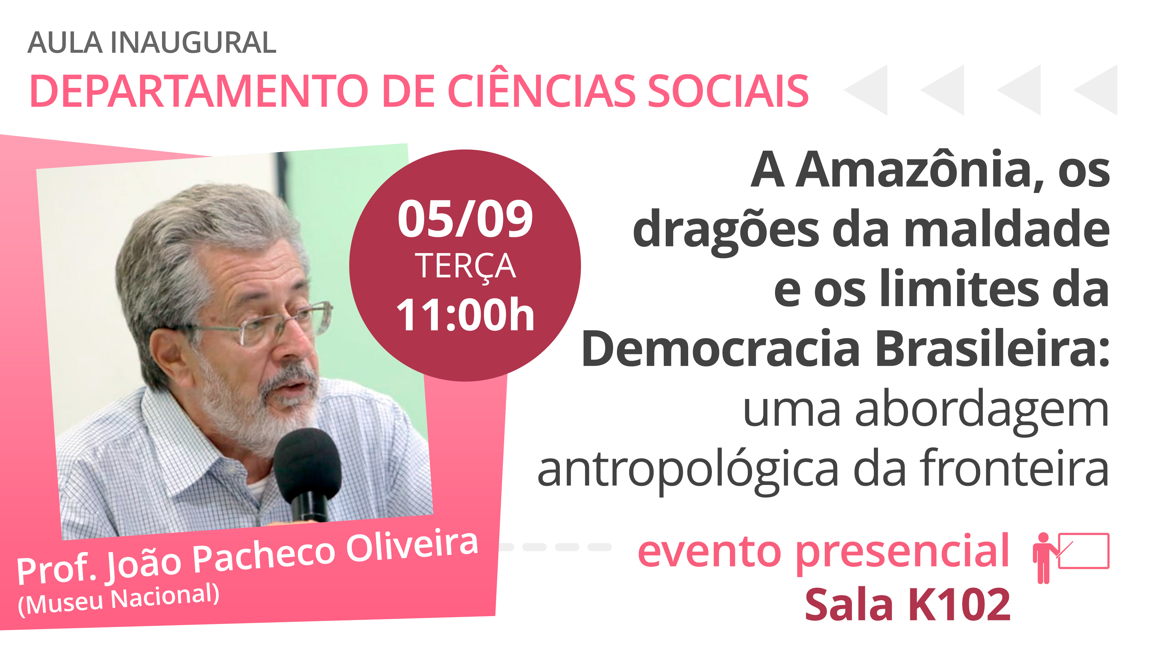 Imagem de divulgação da aula do Depto. de Ciências Sociais