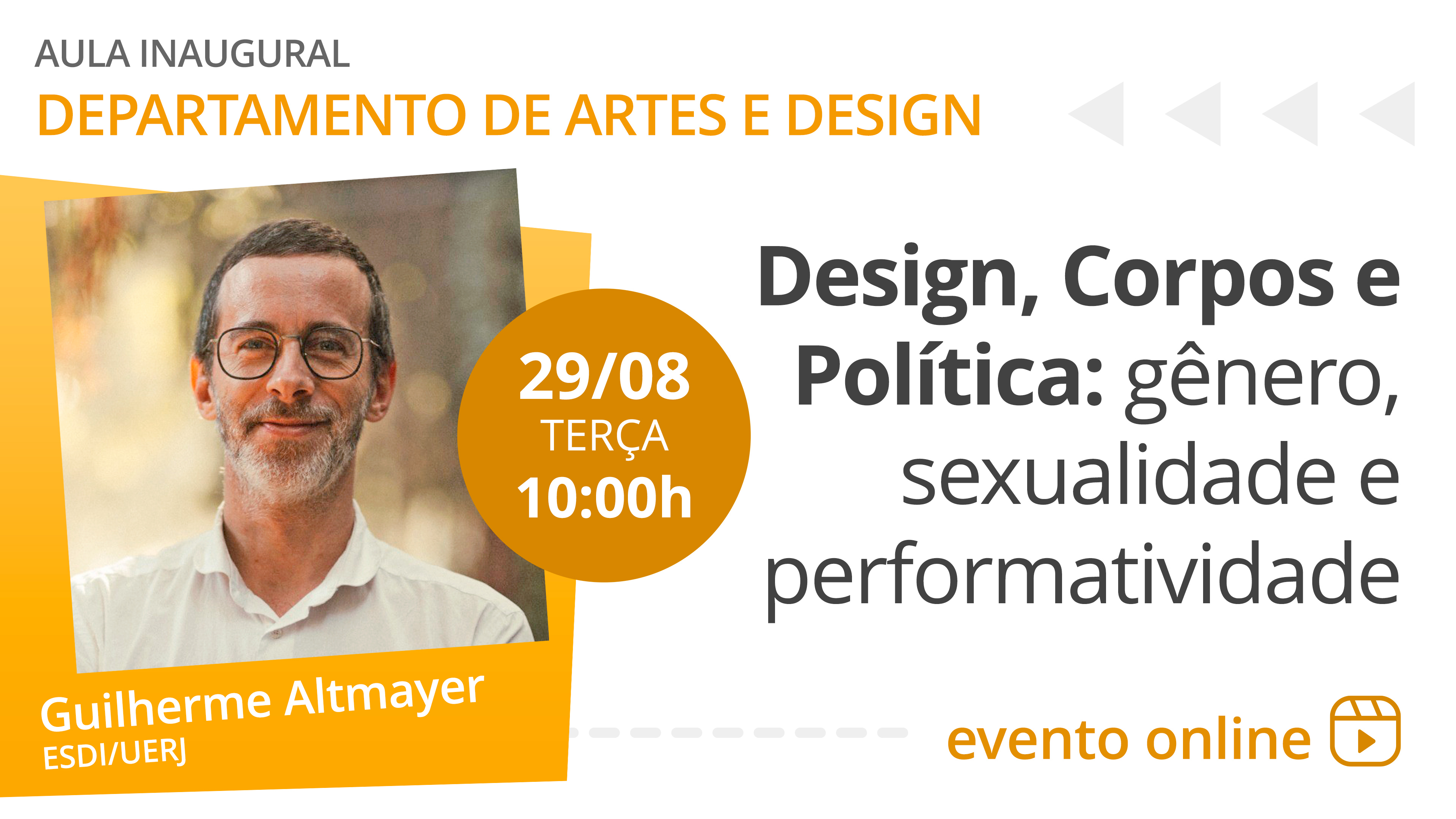 Imagem de divulgação da aula do Depto. de Artes & Design