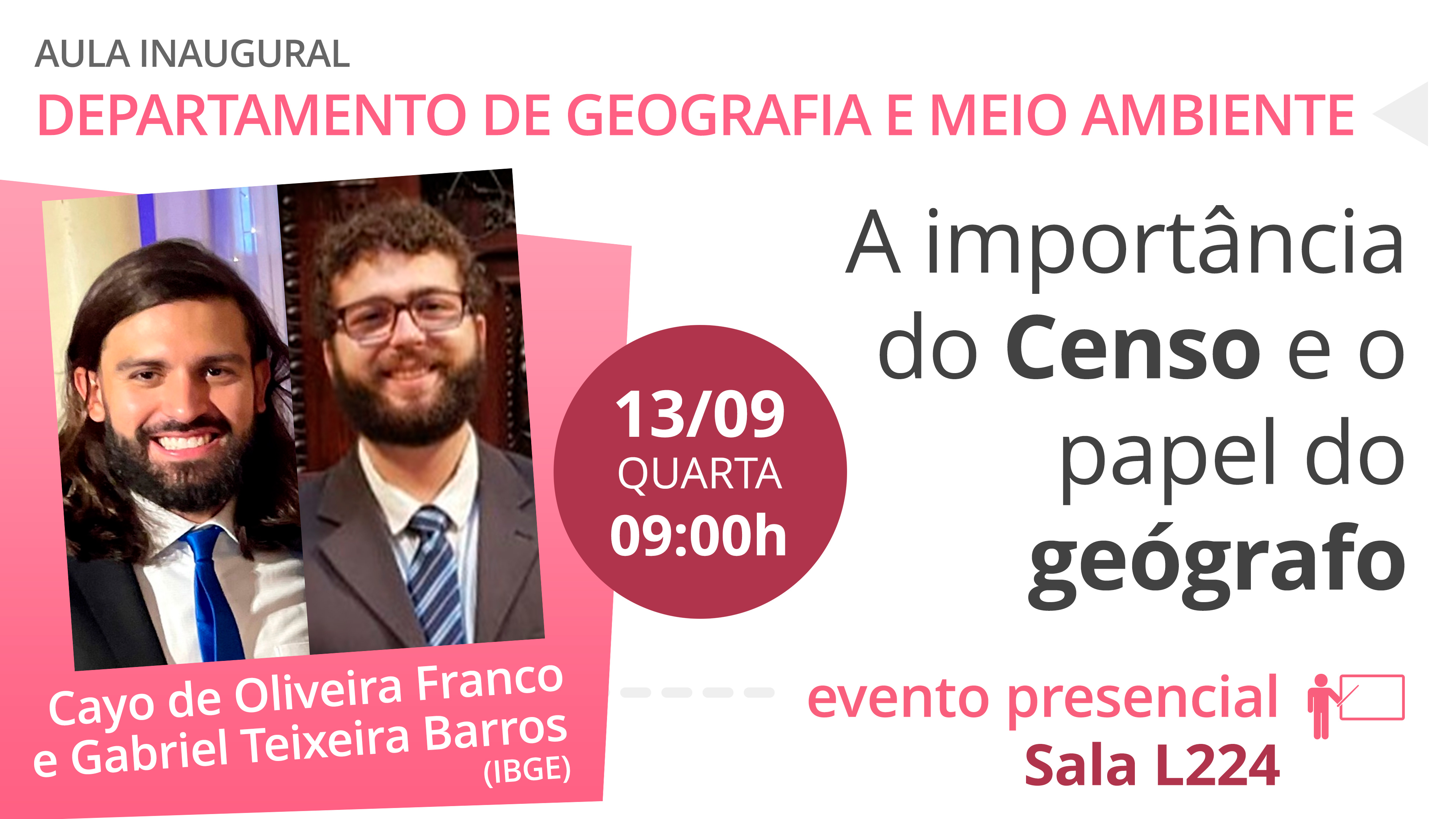 Imagem de divulgação da aula do Depto. de Geografia e Meio Ambiente