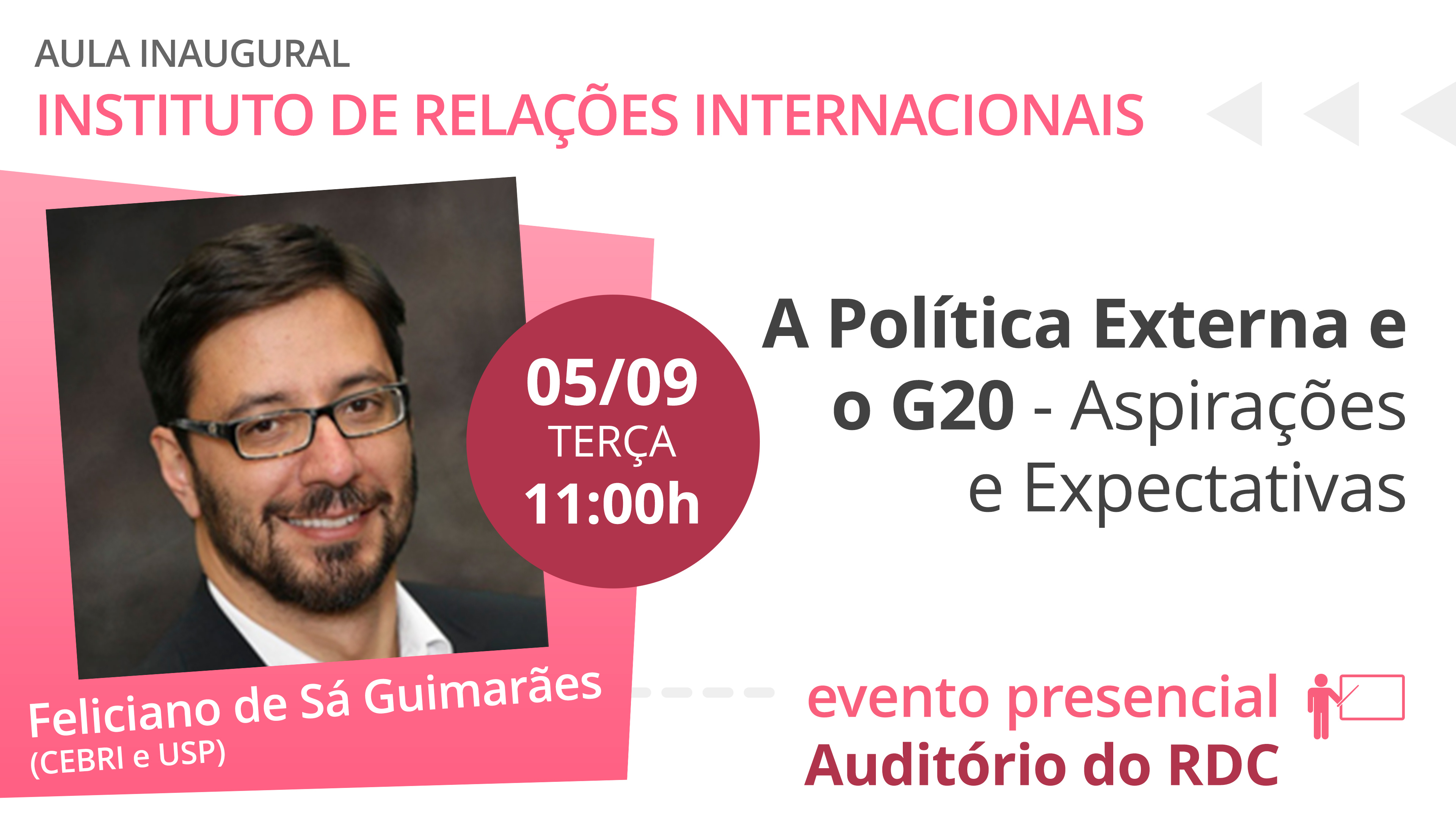 Imagem de divulgação da aula do Instituto de Relações Internacionais