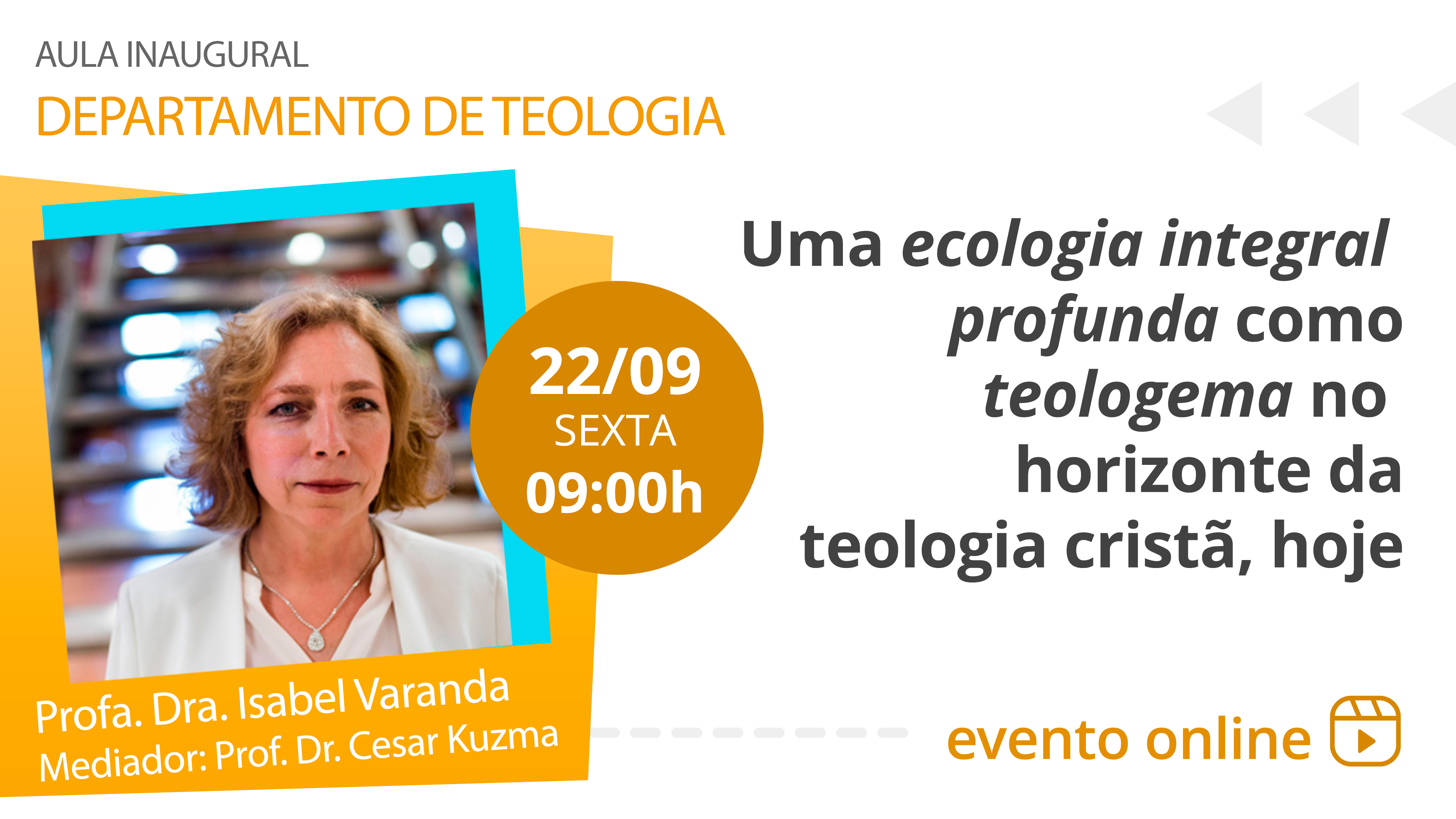 Imagem de divulgação da aula do Depto. de Teologia