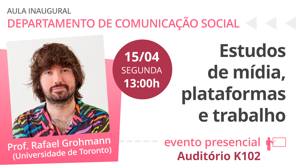 Imagem de divulgação da aula do Depto. de Comunicação Social