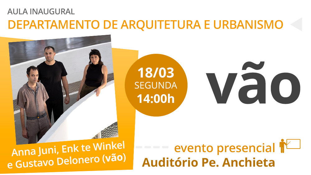 Imagem de divulgação da aula do Depto. de Arquitetura e Urbanismo