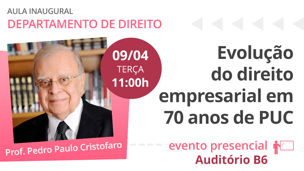 Imagem de divulgação da aula do Depto. de Direito