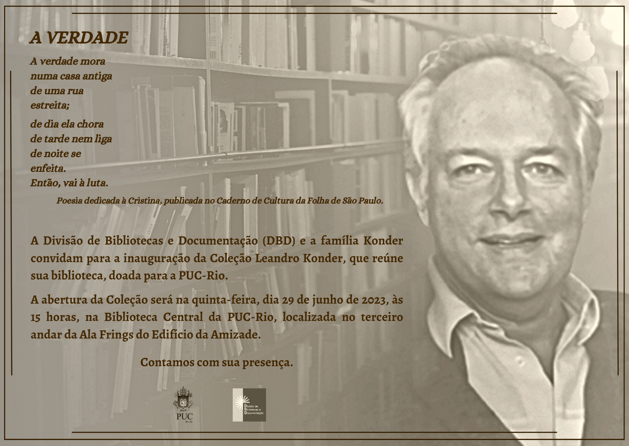 Convite da abertura da Coleção Leandro Konder
