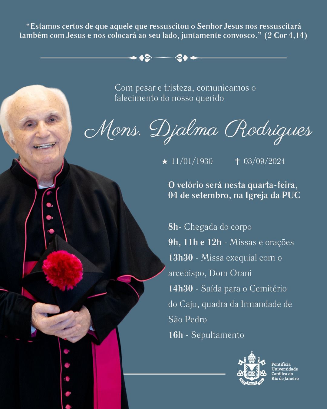 Comunicado de falecimento de Monsenhor Djalma Rodrigues de Andrade