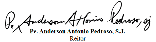 Assinatura do Reitor Pe. Anderson Antonio Pedroso, S.J.